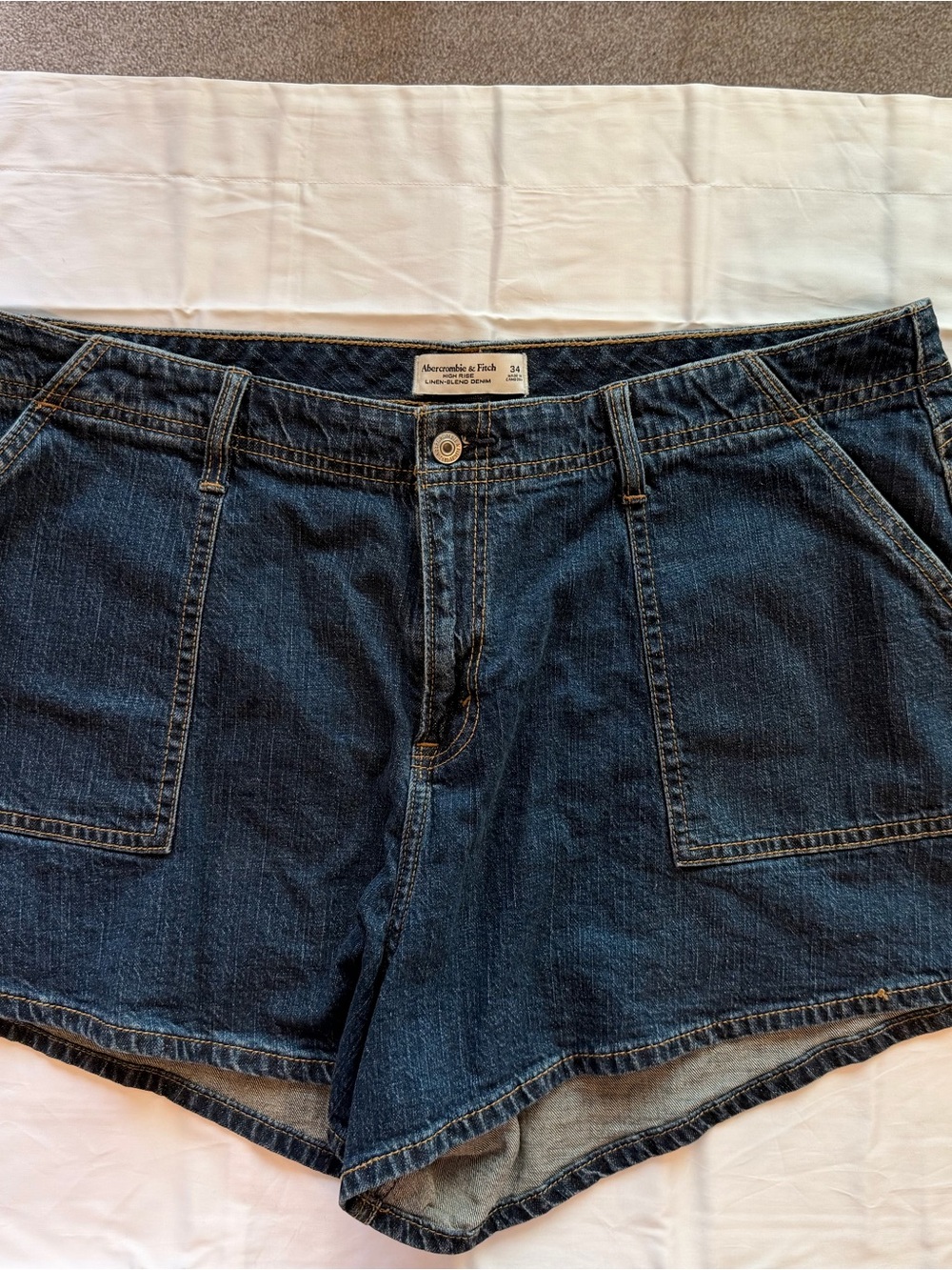 Abercrombie & Fitch Blue Denim Patch-Pocket Women's Shorts